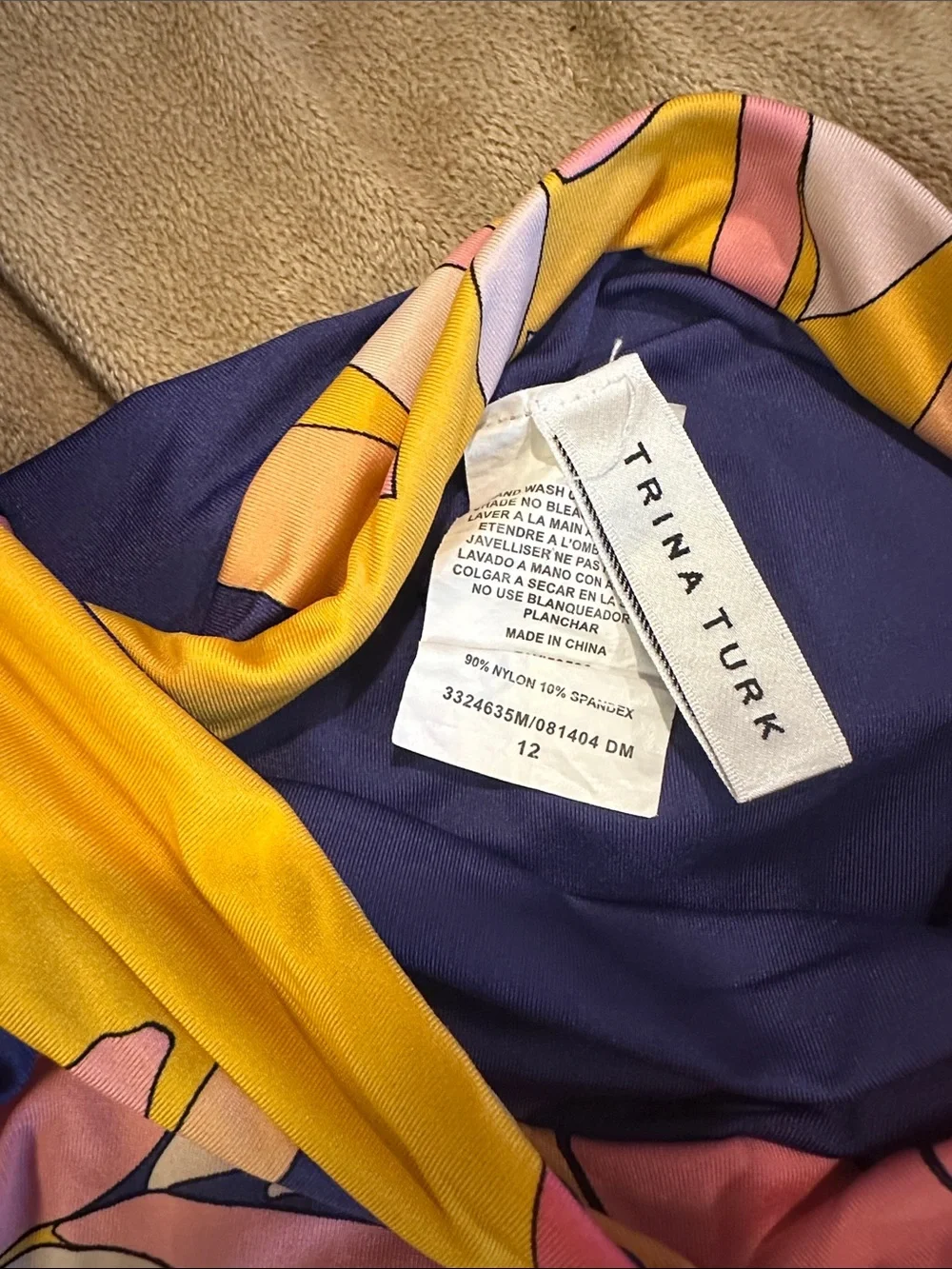 Trina Turk Yellow Navy Pink Floral Camisole & Swim Top Set